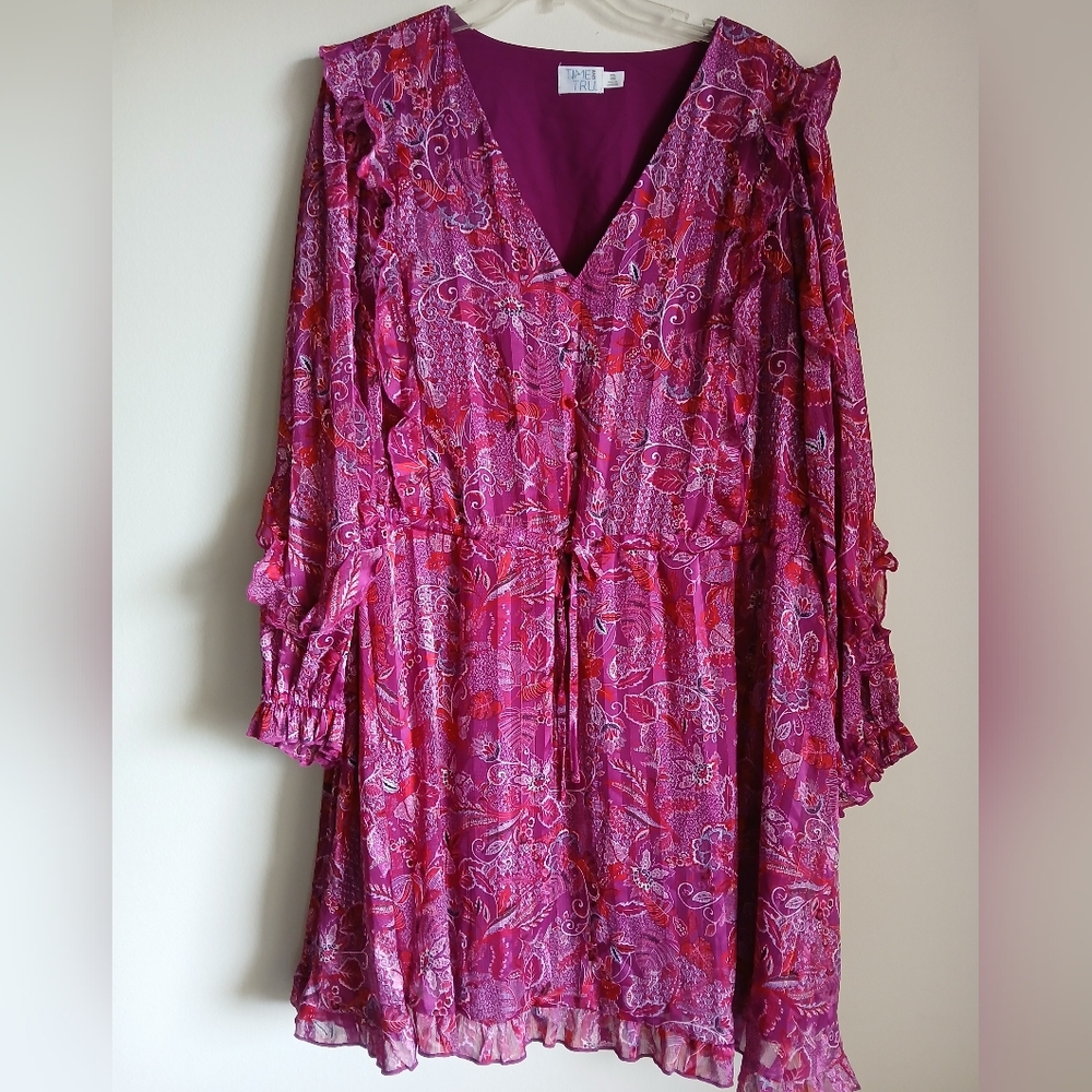 Women’s Long Sleeve Ruffle Dress Size XXL Floral